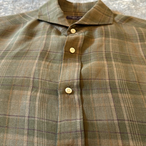 RALPH LAUREN PURPLE LABEL 100% LINEN MENS DRESS SHIRT SIZE 16.5 - Picture 2 of 11